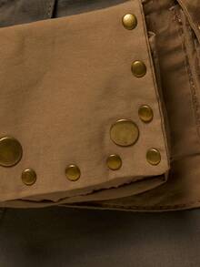 MUSERA Pocket Detail Studded Wide Belt
New Retro Western Tooling Style Waist Wasteland Style Fashionable Wide Waist Bag - Brown - View 2