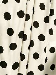 Franclia French Black And White Polka Dot V-Neck Bow Strap Waist-Defining Slimming A-Line Short Dress - Apricot - View 4
