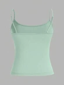 SHEIN PETITE CURVE 大尺碼女款 3件組緊身休閒細肩帶背心上衣 - 彩色 - 查看 9