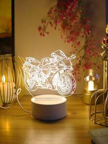 1PC 3D Warm Light Motorcycle Shaped Decorative Lamp, Bedside Lighting, Great Gift For Boyfriend & Birthday - Yellow - View 9