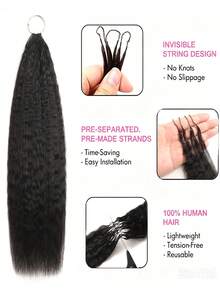 Boho Braids Kinky Straight Human Hair Crochet Braids Extensions Pre-Separated Invisible Remy Hair Bundles With Loop Knotless For Braiding - SNatural - View 13