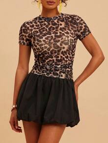 Travachic Women's Summer Fashion Leopard Print Top Club Night Beige Sexy - Multicolor - View 7