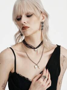 MortiRose A Vintage Gothic Cool Bohemian Lace Heart Cross Necklace - Vintage necklace - View 7