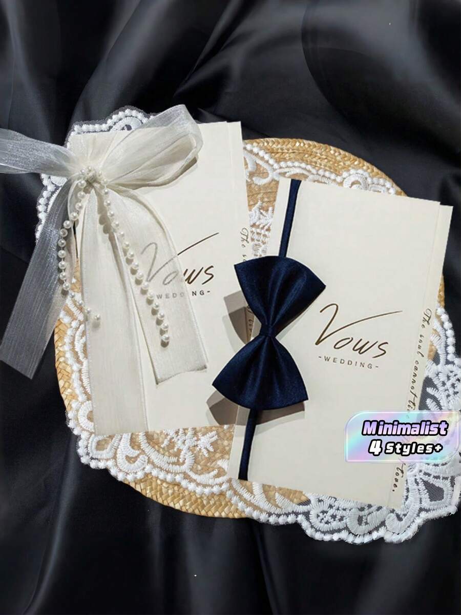 2pcs Minimalist Vow Cards: Fresh And Whimsical Declarations, Elegant Vows, Wedding Books, Speeches, And Niche Wedding Confession Books For The Bride And Groom - A - View 1