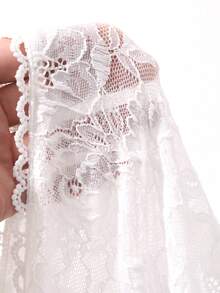 DAZY Women's Textured Fabric Patchwork Lace Trim Waist-Cinched Cropped Square Neck Casual Elegant Vacation Beach Vacation Summer Tank Top White - White - View 3
