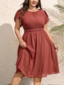 Comfylo Plus Size Dresses Beach Black And White Summer Casual - Dusty Pink - View 3