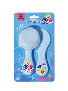 BABY SHARK X SHEIN 2 Pcs Soft  Blue Hair Brush And Comb Set,Gently Removes Hair Tangles, Preventing Cradle Cap While Keeping Baby's Soft Spot Protected,Cute Cartoon Fish - Multicolor - View 8