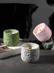 Cirelle 1pc Wabi-Sabi Concrete Scented Candle | Natural Soy Wax Candle With Volcanic Rock Texture Aromatherapy Cup - multi-flavor - View 3