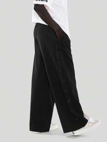 FORM&CHAOS Men's Wide Leg Glossy 3D Printed Black Pants City Break Winter Street Wear,Black Pants Men - Black - View 2