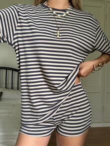 SHEIN EZwear 条纹针织女式休闲套装 - 彩色 - 查看 6