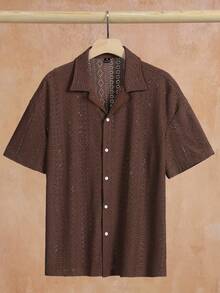 VENTUSAIL Kemeja Lengan Pendek Kasual Pria, Liburan - Coffee Brown - View 4