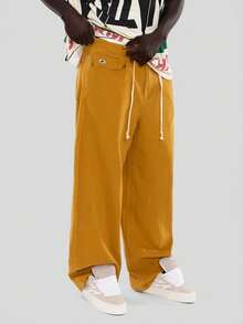 FORM&CHAOS Men's Loose Yellow Vintage Pure Cotton Denim Jeans - Yellow - View 5