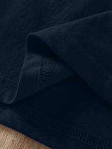 Plain Round Neck T-Shirt - Navy Blue 2 - View 5