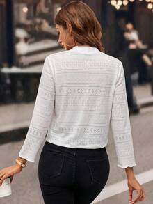 Editum Women Long Sleeve Cardigan Jacket, Casual For Everyday Wear In Fall/Winter - White - View 3