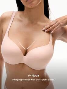 LUVLETTE Dream Curve Everyday No-Show Seamless Lift Curve Fit Cushion Push-Up T-Shirt Invisible Basic Nude Pink Skin Tone Essential Bra - Pink - View 2