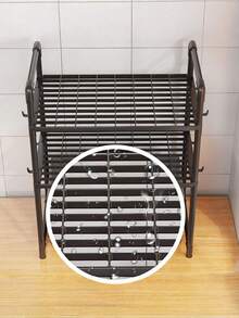 Estantería de almacenamiento de cocina multicapa (1 pieza) - Estantería de almacenamiento para horno microondas, estantería de almacenamiento ajustable con ganchos, estantería de almacenamiento de cocina, estantería de almacenamiento multifuncional, estantería de especias reforzada con barandillas y ganchos, adecuada para el almacenamiento diario en cocinas y apartamentos, y un regalo ideal para días festivos. - Multicolor - Ver 4