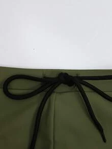 ZELFYO Men's Solid Color Swim Trunks For Vacation And Beach, Holiday - Army Green - View 8