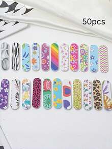 50 PCS Mixed Color Manicure Tools, Colorful Leopard Print 7-Sided Polishing Nail Files, Nail Edge Files, Sanding Shaping Polishing Strips, Suitable For Beginners And Nail Salons. - Multicolor - View 10