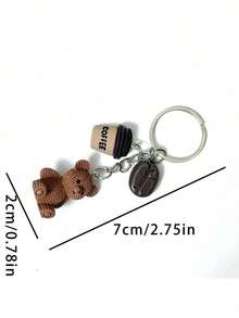 MINKOJA MINKOJA Cute Bear Keychain, Coffee Bean Drink Accessory Decor, Y2K Backpack Hanging Charm, Keychain Accessory - Multicolor - View 8
