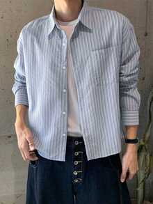DAZY Long Sleeve Striped Multicolor Men's Pocket Shirt Fall - Multicolor - View 1
