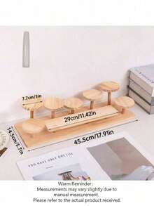 1 pieza Estantería de almacenamiento de escritorio de madera maciza multicapa, estantería de exhibición de cosméticos y perfumes, estantería de almacenamiento de suculentas - Albaricoque - Ver 11