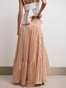 Nöista High-Waisted, A-Line Striped Maxi Skirt Features A Lightweight Fabric And Bright, Gentle Colors In Bohemian Style. Layered Design Adds Depth - Multicolor - View 2