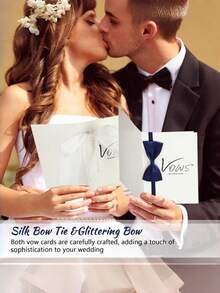 2pcs Minimalist Vow Cards: Fresh And Whimsical Declarations, Elegant Vows, Wedding Books, Speeches, And Niche Wedding Confession Books For The Bride And Groom - A - View 6