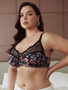 Slumbrini Plus Size Women Fashionable Underwire Bra, Lift - Black - View 1