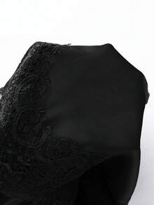 Lavishia 女款夏季優雅性感純色蕾絲拼接裙 約會之夜酒吧派對黑色 - 黑色 - 查看 9