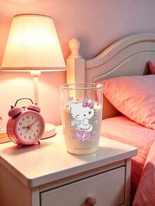 HELLO KITTY AND FRIENDS | SHEIN 1個 Hello Kitty 透明玻璃杯，可愛天使與粉紅愛心印花高硼矽玻璃杯，耐熱可愛飲水杯，適合咖啡、水、果汁，適用於居家、辦公室及女孩禮物 - 彩色 - 查看 5