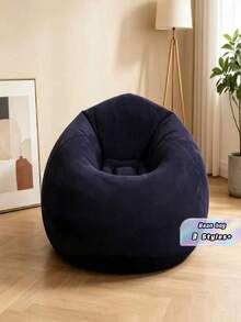 Flocked Inflatable Lazy Sofa Single Foldable Portable Chair Indoor Outdoor Use - Multicolor - View 1