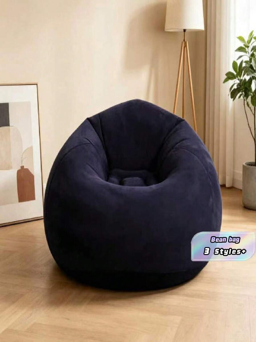 Flocked Inflatable Lazy Sofa Single Foldable Portable Chair Indoor Outdoor Use - Multicolor - View 1