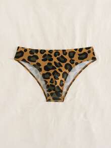 ZELFYO Men's Leopard Print Tight Fit Triangle Swim Briefs, Holiday - Brown - View 2