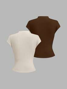 Sweetra Spring/Summer New Stand Collar T-Shirt, Simple And Versatile, Suitable For Commuting And Daily Wear - Multicolor - View 2