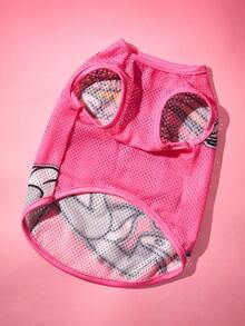 LOONEY TUNES X SHEIN 1 Piece Of Cartoon Pattern Printed Pet Vest, Cat Clothes, Dog Clothes, Size XXS-XXXXL, Extra Small, Extra Large, Bugs. - Hot Pink - View 3