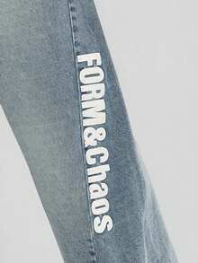 FORM&CHAOS 男士夏季寬鬆淺色復古牛仔長褲 - 藍色 - 查看 4
