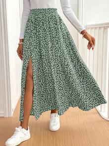 SHEIN Tall CURVE 大尺碼度假休閒碎花裙 - 彩色 - 查看 5
