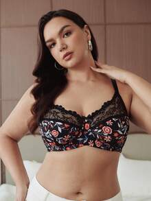 Slumbrini Plus Size Women Fashionable Underwire Bra, Lift - Black - View 6