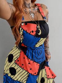 Whyspr Plus Size Spring/Summer Multi-Color Patchwork Strappy Dress - Multicolor - View 3