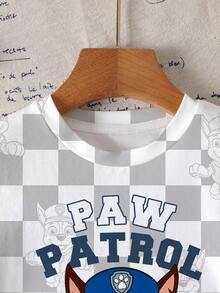 SHEIN | PAW Patrol 小男孩字母卡通印花短袖T恤 - 白色 - 查看 5
