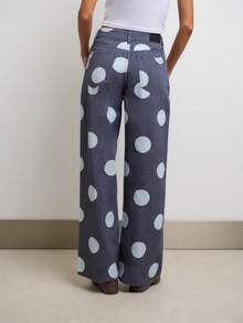 Nöista Jeans de pierna ancha con lunares y cintura alta para streetwear, festival y estilo Y2K. - Azul - Ver 2