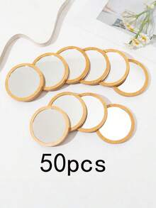 1 PC / 5 PCS / 10 PCS / 20 PCS / 68 PCS Wooden Small Round Mirror Put A Cute Little Bag Travel Girl Makeup Portable Mirror Mirror - Multicolor - View 7