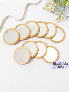 1 PC / 5 PCS / 10 PCS / 20 PCS / 68 PCS Wooden Small Round Mirror Put A Cute Little Bag Travel Girl Makeup Portable Mirror Mirror - Multicolor - View 1