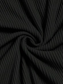 Elenzga Early Spring/Early Summer New Sexy Elegant Fashion Design Deep V-Neck Pleated Double Layer Rhinestone Square Buckle Fitted Slimming Bodycon Ruffle Hem Short Dress With Cap Sleeves For Women - Black - View 4