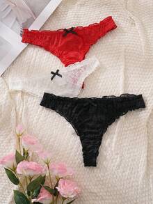 PetitDoll 3 pièces de culottes triangle en dentelle sexy minimaliste pour femmes - Multicolore - Voir 9