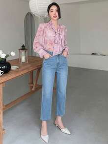 DAZY Summer Lightweight Draped Ankle-Length Pants - Blue - View 5