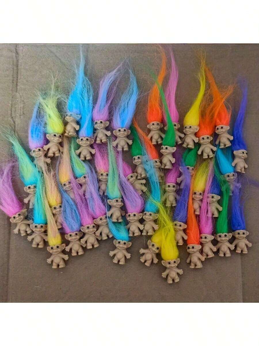 20/30Pcs Mini Troll Dolls, Retro Lucky Troll Mini Action Figures, Colorful Cute Doll Series, For School Projects, Art Crafts, Party & Christmas Gifts, Random Color - Multicolor - View 1