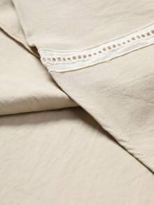 VENTUSAIL Men's Single-Breasted Lace Patchwork Pocket Short Sleeve Shirt And Drawstring Waist Shorts Set, Holiday - Apricot - View 3