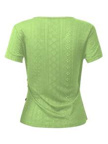 EMERY ROSE Women's Summer Casual Solid Color Wrap T-Shirt - Mint Green - View 2