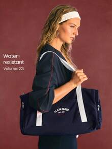 GLOWMODE Large 22L Water-Resistant GlowCarry Varsity Convertible Shoulder Crossbody Tote Bag With Interior Zipper Pocket Daily Casual Active - Navy Blue - View 1